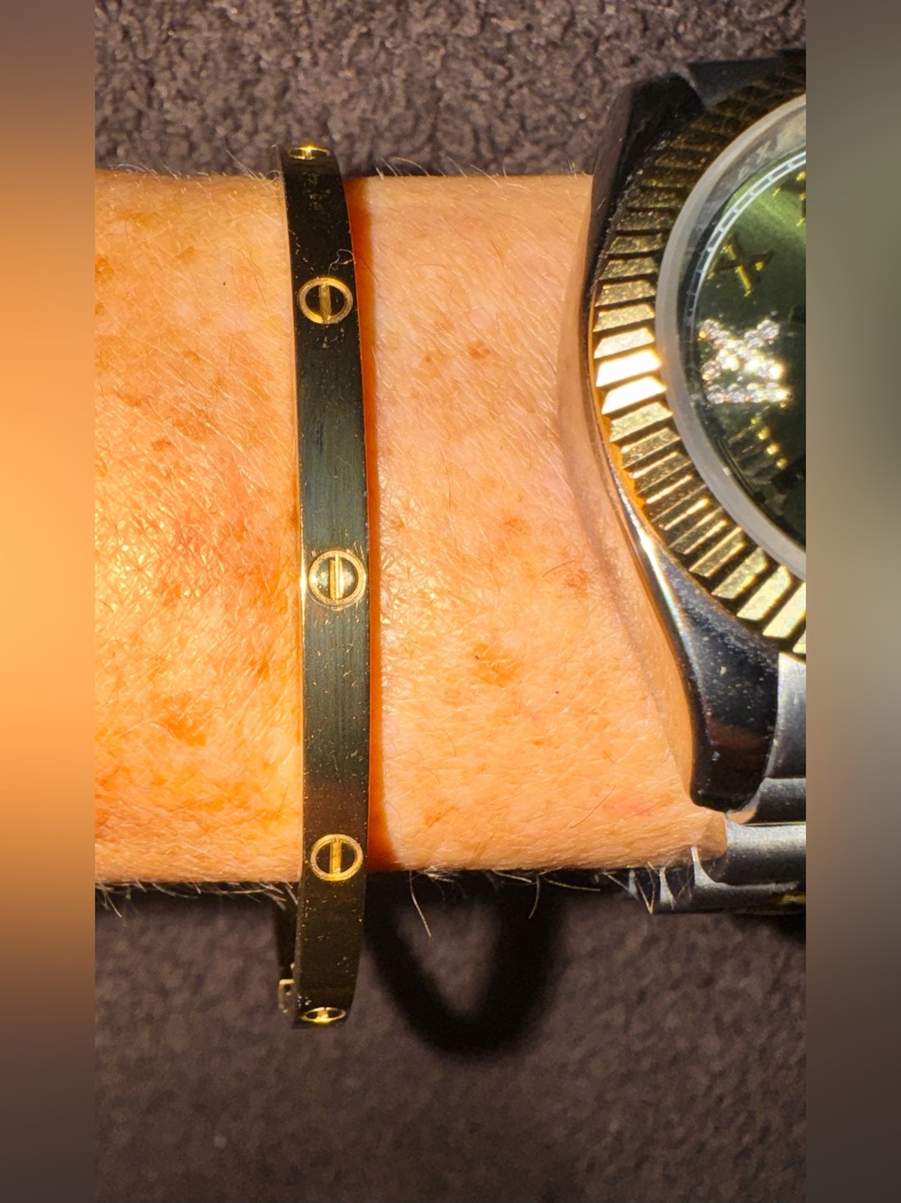 Inspo Cartier Black and Gold Screw Love Bracelet